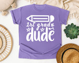 1st Grade Dude White 2 graphic tee in Violet