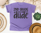 2nd Grade Dude White graphic tee in Violet