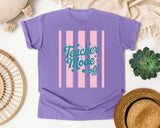 Teacher Mode Off Stripes graphic tee in Violet