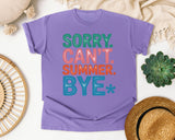 Sorry Can't Summer Bye graphic tee in Violet