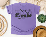 Dad Hunting Grey graphic tee in Violet
