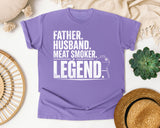 Father Husband Meat Smoker Legend White graphic tee in Violet
