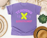 Teaching Is My Superpower graphic tee in Violet
