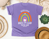 Welcome Back I'm Glad You're Here graphic tee in Violet