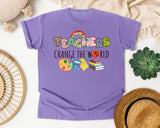 Teachers Change The World graphic tee in Violet