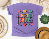 Second Grade Hearts Graphic Tee graphic tee in Violet