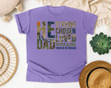 He Is Dad Strong Chosen Loved Never Alone Forever Victorious graphic tee in Violet