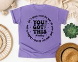 You Got This Test Day Black graphic tee in Violet