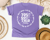 You Got This Test Day White graphic tee in Violet