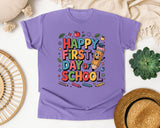 Happy First Day Of School Pencil Graphic Tee graphic tee in Violet