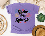 Shake Your Sparkler White 5 graphic tee in Violet