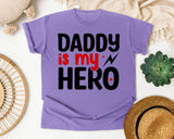 Daddy Is My Hero White graphic tee in Violet