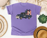 Patriotic Truck With Gifts graphic tee in Violet