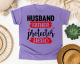 Husband Father Protector Hero graphic tee in Violet