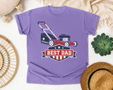 Best Dad Lawn Mower graphic tee in Violet