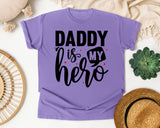Daddy Is My Hero White 2 graphic tee in Violet
