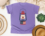 Patriotic Camping Lantern graphic tee in Violet