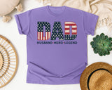 Dad Husband Hero Legend graphic tee in Violet