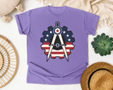 Patriotic Compass Gear Emblem Navy graphic tee in Violet