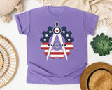 Patriotic Compass Gear Emblem Navy 2 graphic tee in Violet