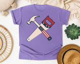 Patriotic Hammer And Saw graphic tee in Violet