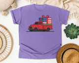 Red Truck With Flag Gift graphic tee in Violet