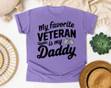 My Favorite Veteran Is My Daddy White graphic tee in Violet