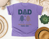 Dad Protector Provider Friend Hero Grey graphic tee in Violet