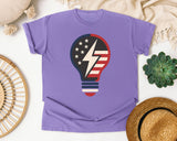 Patriotic Light Bulb Navy graphic tee in Violet
