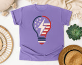 Patriotic Light Bulb Red graphic tee in Violet