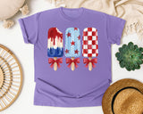 Patriotic Popsicles With Bows graphic tee in Violet