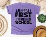 Happy First Day Of School White graphic tee in Violet