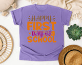 Happy First Day Of School White 2 3 graphic tee in Violet