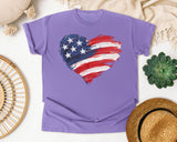 American Flag Heart Red 2 graphic tee in Violet