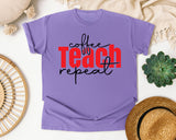 Coffee Teach Repeat graphic tee in Violet