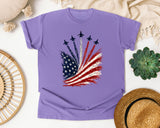 American Flag Firework Burst graphic tee in Violet