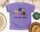 Peace Love America Grey graphic tee in Violet