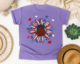 Patriotic Sunflower Hearts graphic tee in Violet