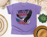 Land Of The Free Because Of The Brave Black graphic tee in Violet