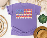 Floral American Flag Grey graphic tee in Violet