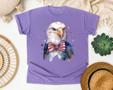 Eagle With Patriotic Bow Tie graphic tee in Violet