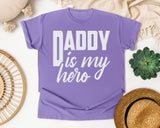 Daddy Is My Hero White 3 graphic tee in Violet