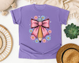 Pencil Bow Floral graphic tee in Violet