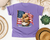 Hamster With American Flag graphic tee in Violet