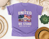 United We Stand Happy 4th Of July Grey graphic tee in Violet