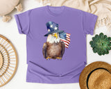 Eagle With Flag Hat graphic tee in Violet