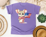 Mouse With American Flag graphic tee in Violet