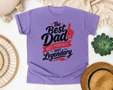 The Best Dad Not Perfect Just Legendary White 2 graphic tee in Violet