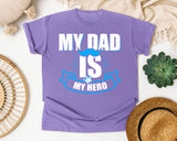 My Dad Is My Hero White graphic tee in Violet
