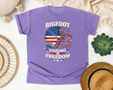 Bigfoot Fishing Freedom graphic tee in Violet
